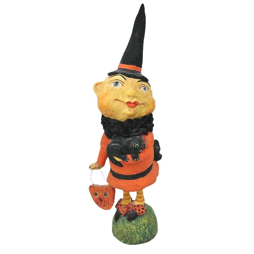 Debra Schoch Bethany Lowe Halloween Witch Child Black Cat Pumpkin Bucket HTF